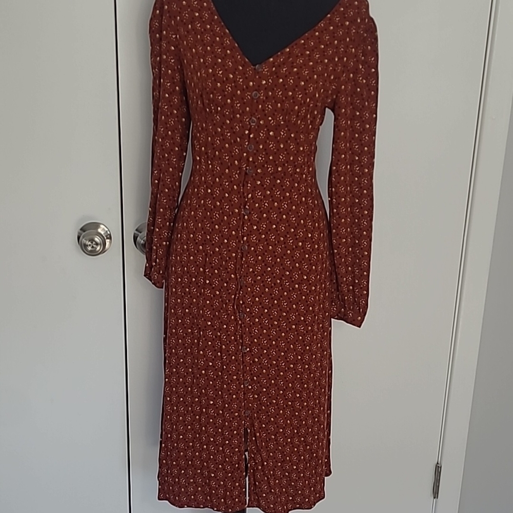 Elegant Univeral Thread Rust Floral Dress